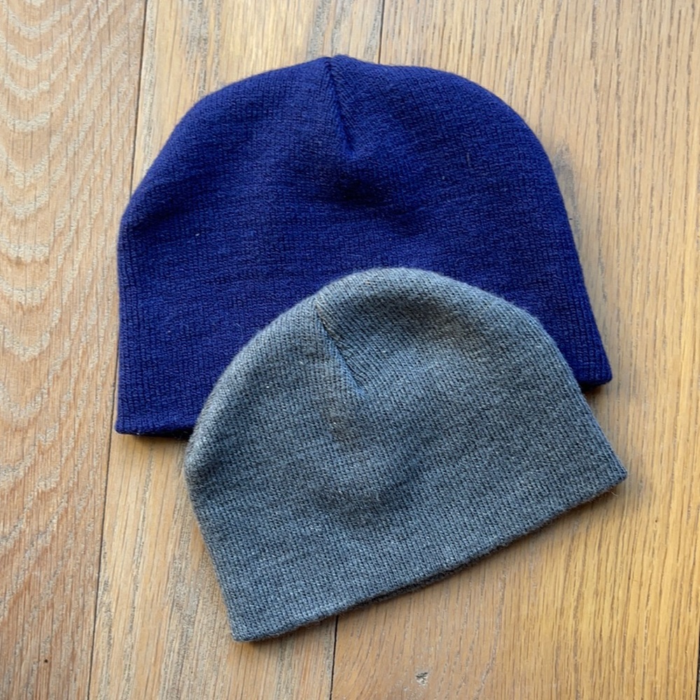Beanie cap set Small and larger to “grow into”